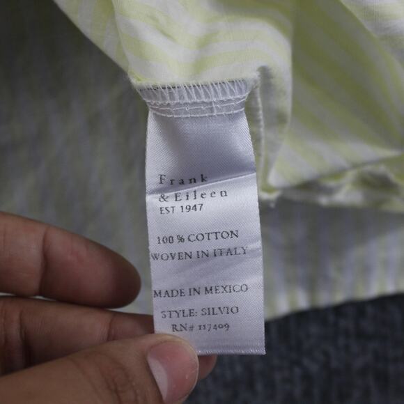 Frank Eileen Shirt Womens Small Silvio Striped Yellow Button Down Work Business - Picture 7 of 10